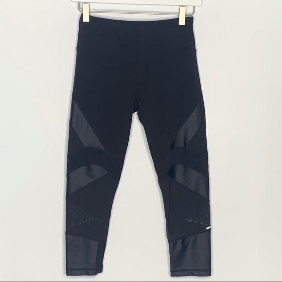 SWEATY Betty Black Leggings Power Wetlook Mesh Crop XS - Picture 3 of 12